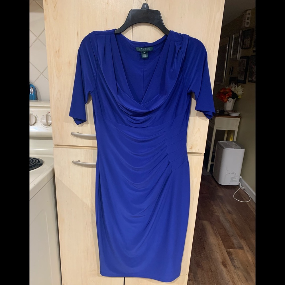 RALPH LAUREN SIZE 6 BLUE DRESS 38 1/2 inch length